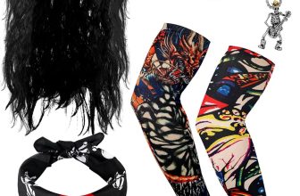 Mepase 9 Pcs Rocker Costume Set for Party Men Women