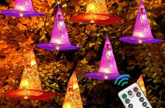 Dazzle Bright 8 Pcs Hanging Witch Hat String Lights,