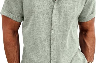 COOFANDY Men's Linen Shirts Short Sleeve Casual Shirts