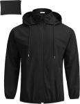 COOFANDY Men's Light Rain Jacket with Hood Packable