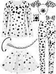 SOMSOC 8 Pieces Halloween Women Dalmatian Dog Costume