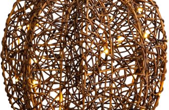 Nearly Natural 12in. Pre-Lit Autumn Rattan Fall Pumpkin