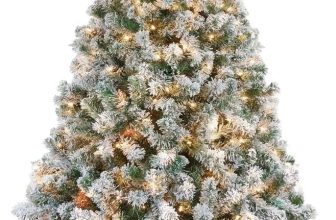 Yaheetech 6ft Snow Flocked Pre-lit Christmas Tree with