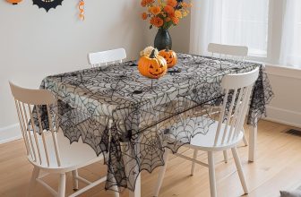 Black Lace Halloween Tablecloth Rectangular Overlay 54