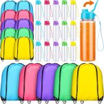 30 Pcs 17 oz Plastic Water Bottles Bulk and Drawstring