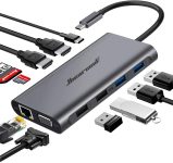 Hiearcool USB-C Docking Station for Laptop, Triple