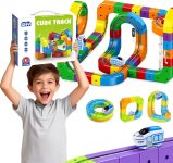 Electric Train Set for Kids, 81PCS Build 3D Racing