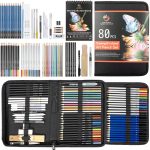 H & B 80-Pack Colored Sketching Art Pencil Set with