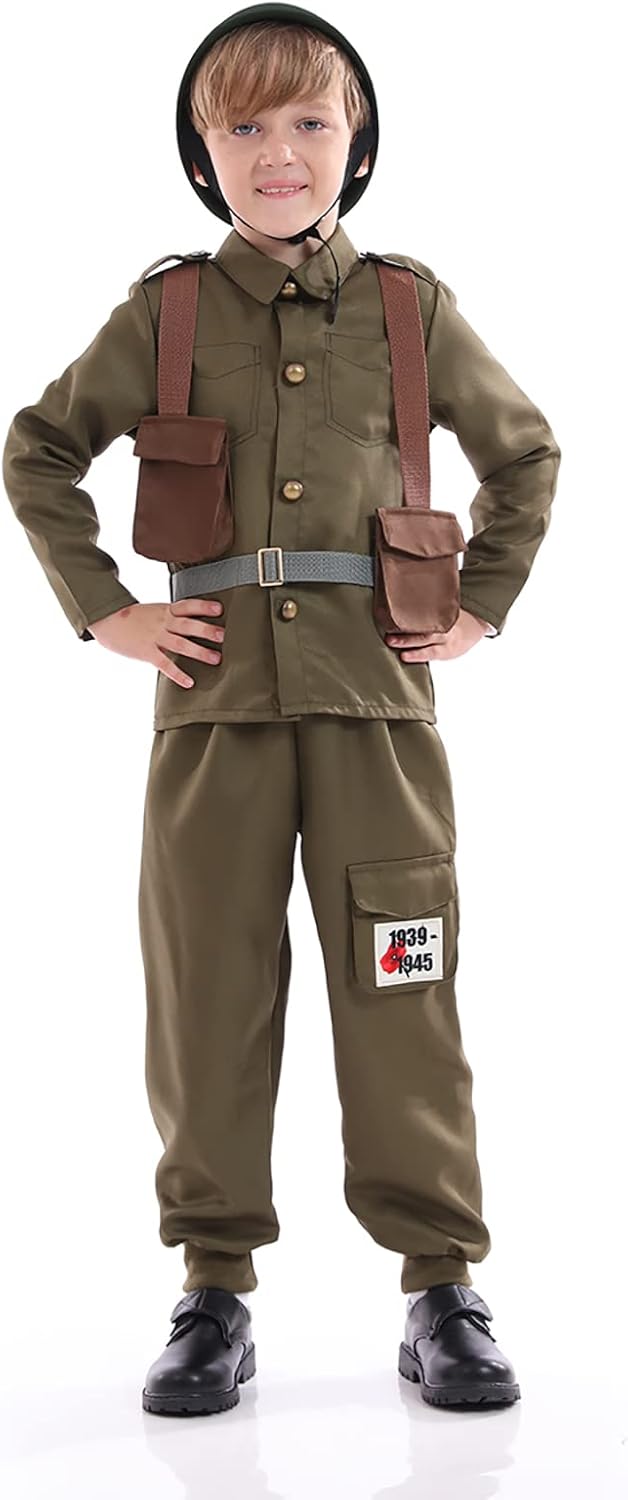 1769973249 105 Army Soldier Costume Kids，Unisex WWII Soldier Dress Up Review Halloween