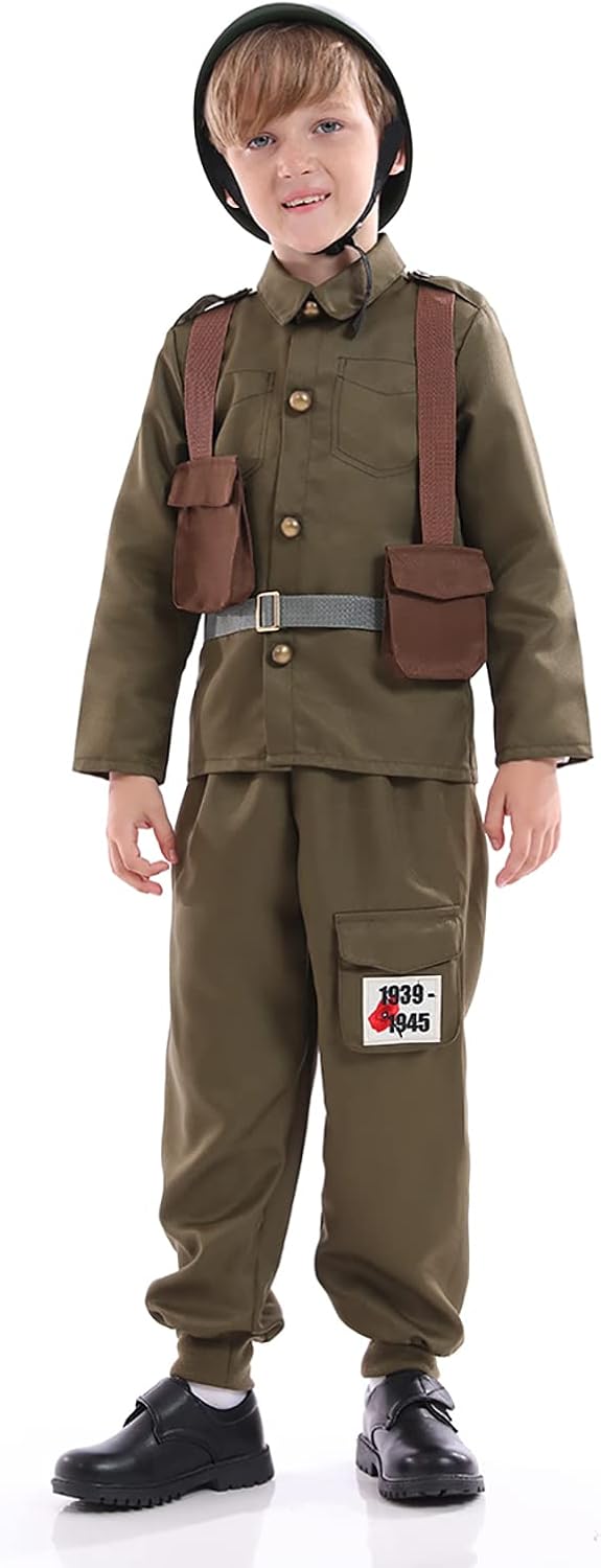 1769973249 117 Army Soldier Costume Kids，Unisex WWII Soldier Dress Up Review Halloween