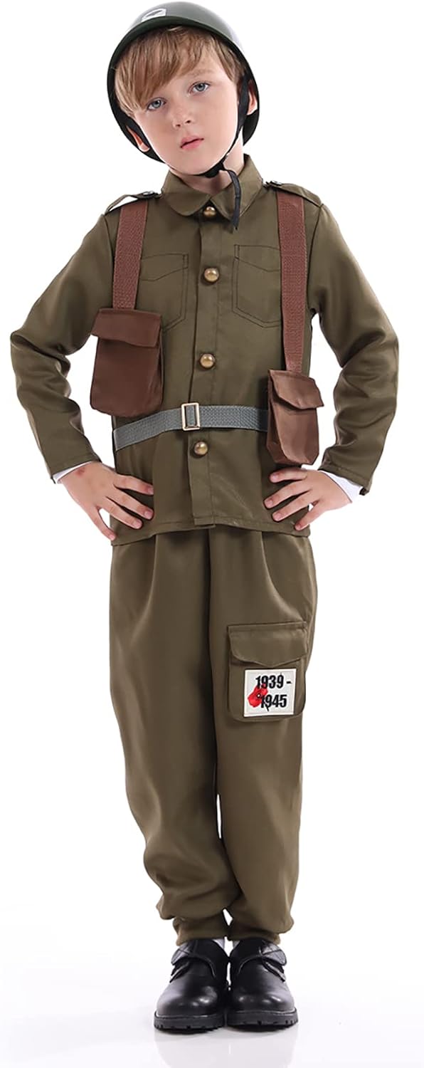 1769973250 669 Army Soldier Costume Kids，Unisex WWII Soldier Dress Up Review Halloween