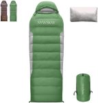 Down Sleeping Bag with Pillow, Ultralight Rectangular