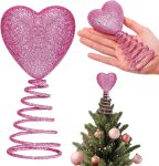 Gejoy Mini Valentine Christmas Tree Topper Pink Heart 6