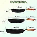 3 Pack Nonstick Frying Pan Set with Detachable Wooden