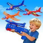 3 Pack Airplane Launcher Toys, 2 Flight Modes LED Foam