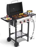 Propane Gas Grill with Folding Side Tables, 3-Burner
