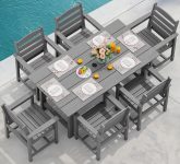 SERWALL Outdoor HDPE Dining Table Set, 7-Piece Outdoor