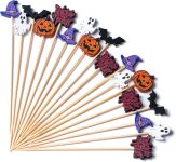 PuTwo Halloween Cocktail Picks 4.7 Inch 100pcs Bamboo
