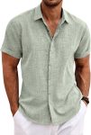 COOFANDY Men's Linen Shirts Short Sleeve Casual Shirts