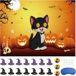 Morcheiong Halloween Game Pin The Tail on The Cat Game