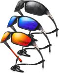 3 Pack Polarized Sports Sunglasses for Men, Mens