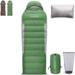 Down Sleeping Bag with Pillow, Ultralight Rectangular