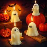 Minatee 4 Pieces Large Halloween Ghost Candles Cute