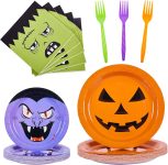 96 Pcs Halloween Plates and Napkins Set Serve 24,