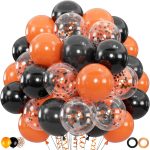100pcs Black Orange Balloons, 12 inch Halloween Balloon