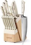 CAROTE 14 Pieces Knife Set with Block, Forged, High