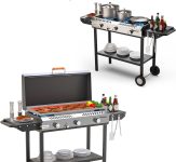 Veralune Outdoor Flat Top Grill with Lid, Propane Flat