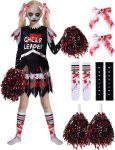 Dead Cheerleader Costume for Girls, Scary Bloody Kids