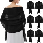 6 Pcs Soft Chiffon Scarfs Shawls and Wraps 79 x 28