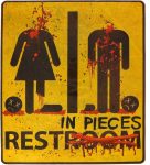 Bloody Restroom Sign Sticker - Halloween, Haunted House