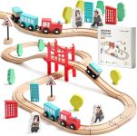 Tiny Land Wooden Train Set for Toddler - 39 Pcs- with
