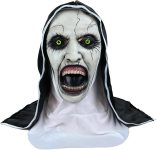 Scary Nun Mask with Head scarf, Creepy Open Mouth Evil