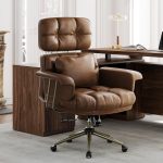 Executive Leather Office Chair - Brown Ergonomic Desk