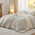 Bedsure Queen Comforter Set, Beige Soft Prewashed