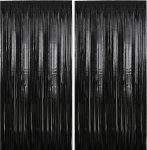 2 Pack 3.28 ft x 6.56 ft Black Tinsel Curtain Party