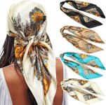 AWAYTR 35” Satin Large Square Head Scarves - 4PCS Silk