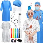 15 Pcs Halloween Couples Costume Set Doctor Surgeon and