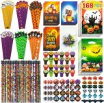 168 PCS Halloween Party Favors,24 Pack Stationery