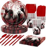 168 Pcs Bloody Halloween Supplies Serve 24 Zombie