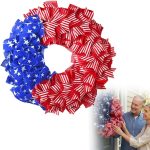 4th of July Wreath for Front Door, Red White and Blue