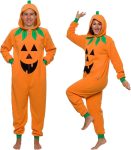 Funziez! Slim Pumpkin Adult Onesie - Jack O Lantern