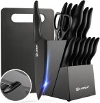 16 Pieces Kitchen Knife Block Set with Cutting Board,