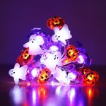 Halloween Lights White Ghost Purple Bat Orange Pumpkin,