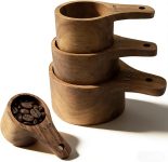 Acacia Wooden Measuring Cups Set of 4, Laser Engraved