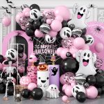 Halloween Balloon Arch Garland Kit, Black and Pink