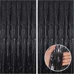 CANREVEL 2 Pack 3.3x8.2 Feet Black Foil Fringe Backdrop
